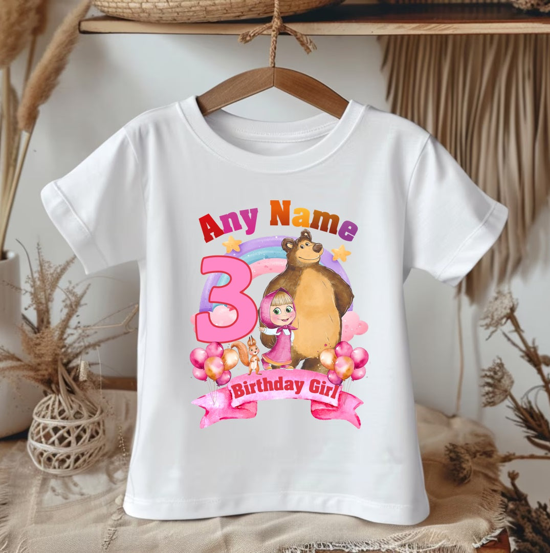All Sizes Masha and the Bear Custom Personalized Name Birthday Pink Purple Hot Pink Ribbon Trim Tutu Outfit Set Dress