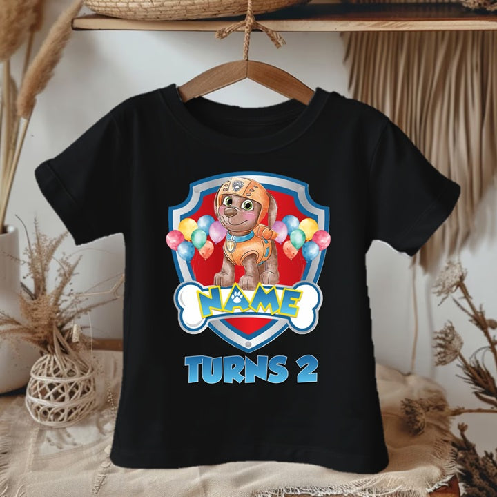 All Sizes Paw Patrol Zuma Custom Personalized Name Birthday Black T-Shirt or Baby Onesie
