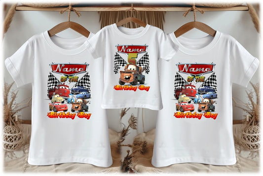All Sizes Disney Cars Mater Custom Personalized Family Birthday Matching White T-Shirt Pack