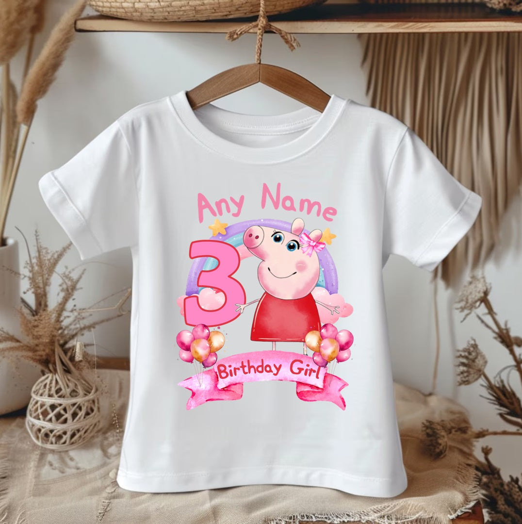 All Sizes Peppa Pig Custom Personalized Name Birthday Pink White Ribbon Tutu Outfit Set Dress
