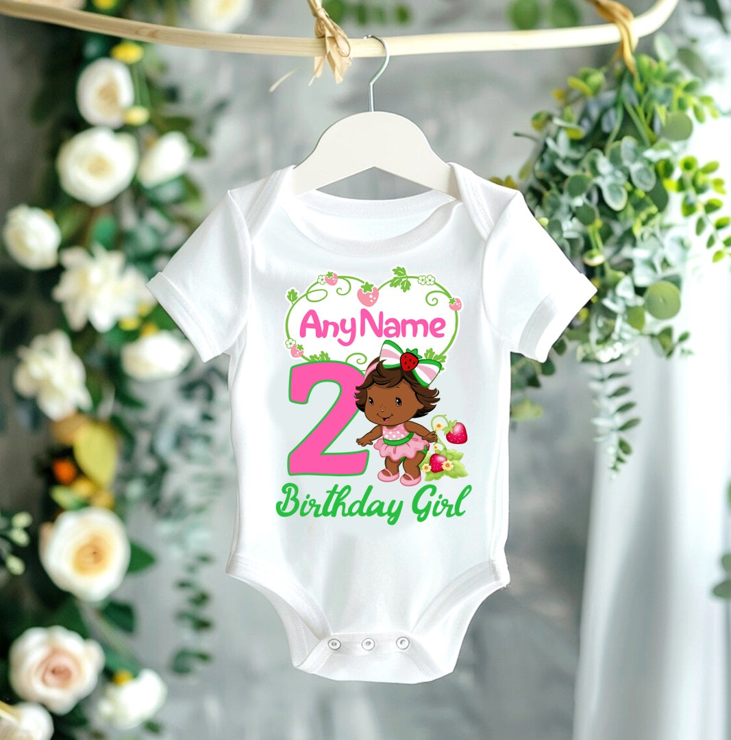 All Sizes Strawberry Shortcake Baby Black African American Custom Personalized Name Birthday Rainbow Ribbon Tutu Outfit Set Dress
